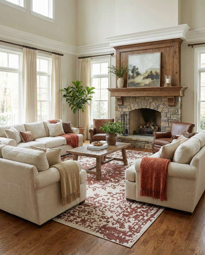 13' x 13' Easy-Clean Traditional Indoor / Outdoor Square Rug