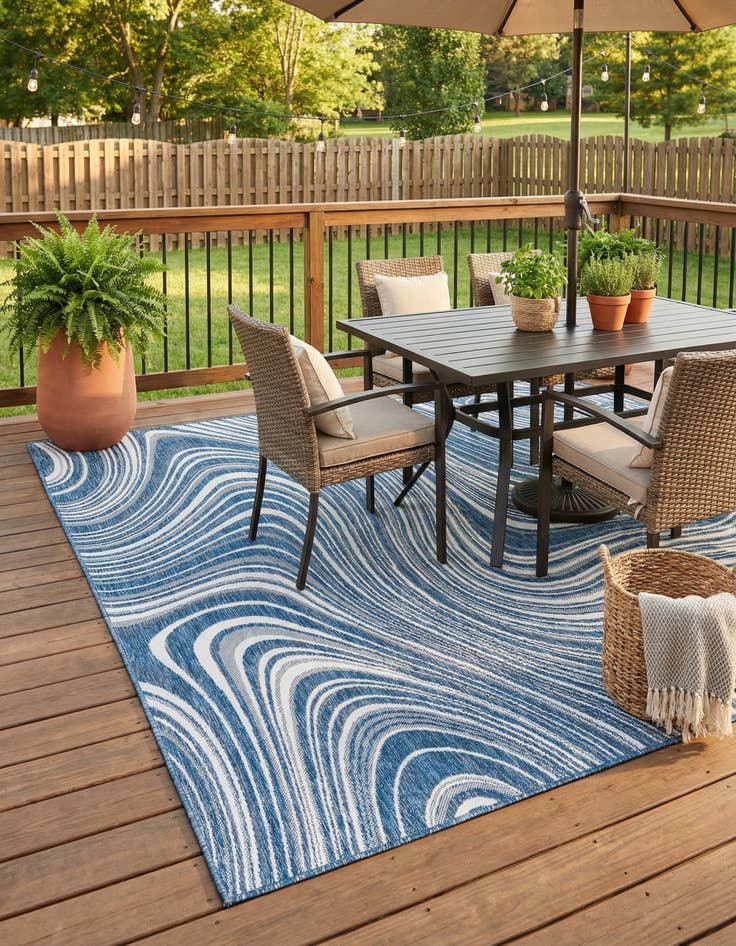 Detail image of 7' 10 x 11'  Washable Modern Indoor / Outdoor Rug