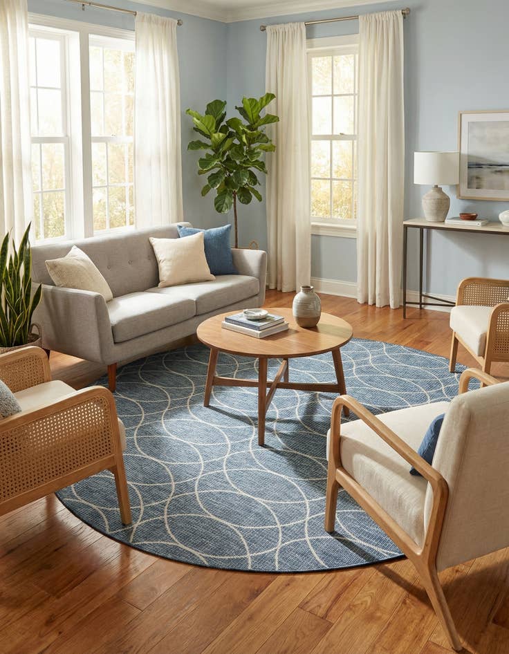 Detail image of 10' x 10'  Washable Trellis Indoor / Outdoor Round Rug