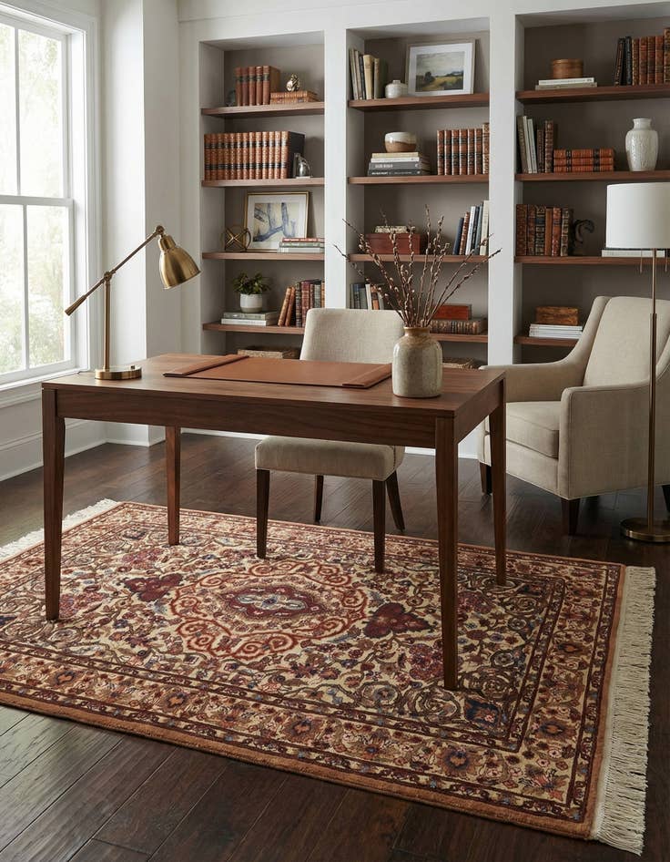 Detail image of  3' 6 x 6'  Hand Knotted Jaipur Agra Wool Rug