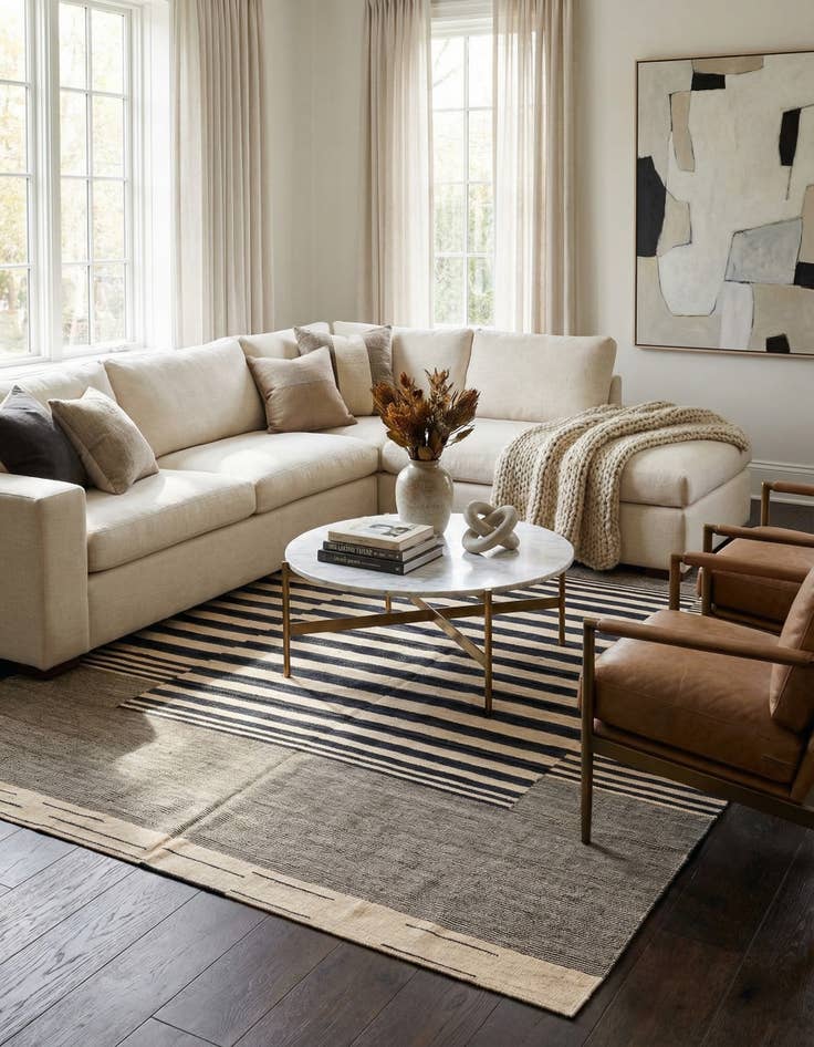 Detail image of 6' 11 x 9' 8  Hand Woven Kilim Modern Wool Rug