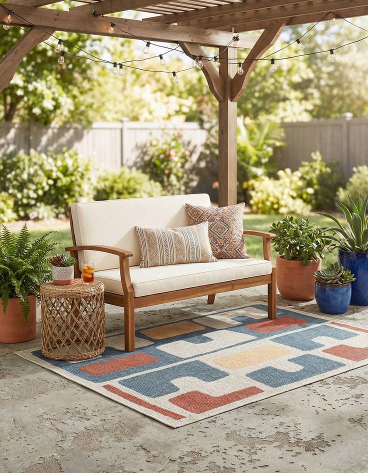 Detail image of 4' 1 x 6' 1  Washable Baja Indoor / Outdoor Rug