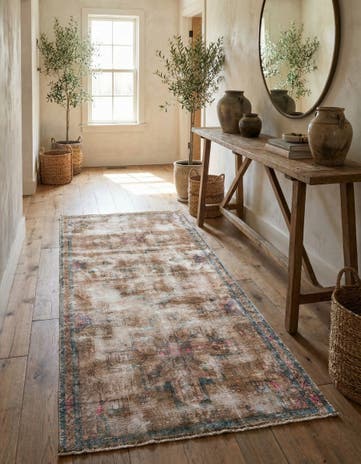 4' x 8' 2 Hand Knotted Ultra Vintage Persian Wool Runner Rug