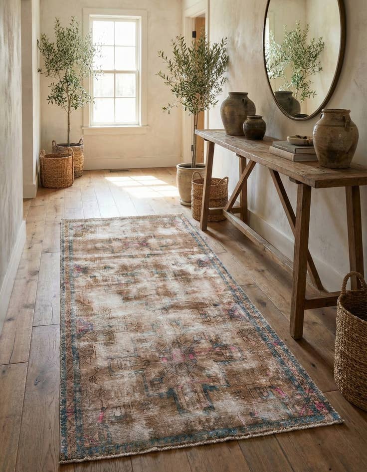 Detail image of 4' x 8' 2  Hand Knotted Ultra Vintage Persian Wool Runner Rug