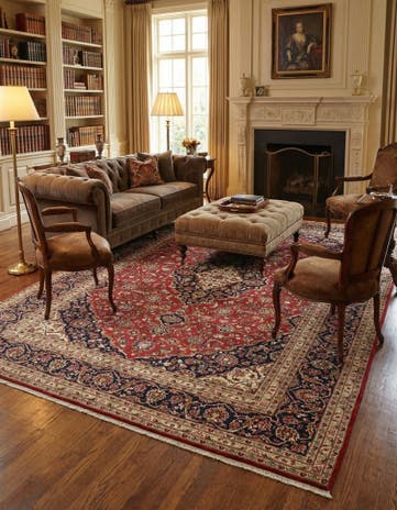9' 8 x 13' 5 Hand Knotted Kashan Persian Wool Rug