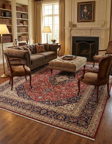 9' 8 x 13' 5 Hand Knotted Kashan Persian Wool Rug