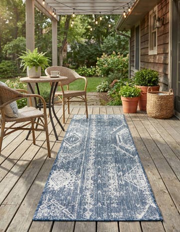 2' x 6' 2 Easy-Clean Bohemian Indoor / Outdoor Runner Rug