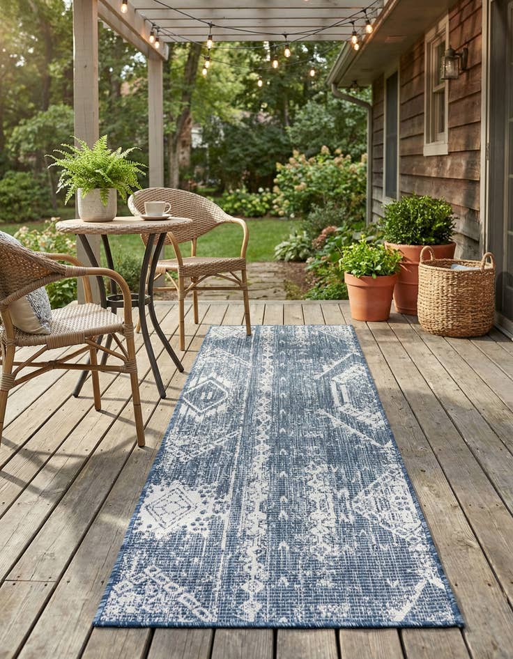 Detail image of 2' x 6' 2 Easy-Clean Bohemian Indoor / Outdoor Runner Rug