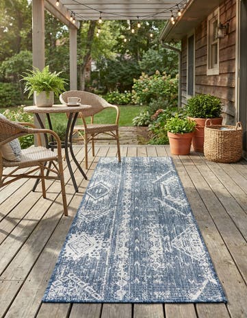 2' x 6' 2 Easy-Clean Bohemian Indoor / Outdoor Runner Rug