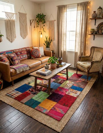 4' 2 x 6' Hand Woven Kilim Patchwork Wool Rug
