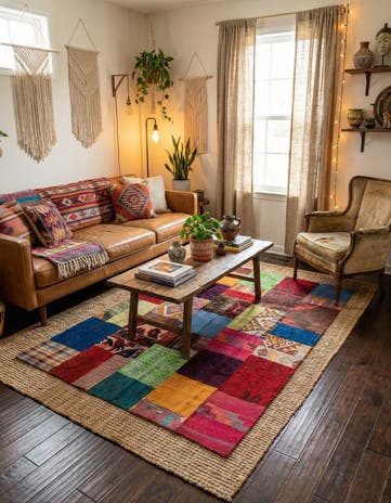 4' 2 x 6' Hand Woven Kilim Patchwork Wool Rug