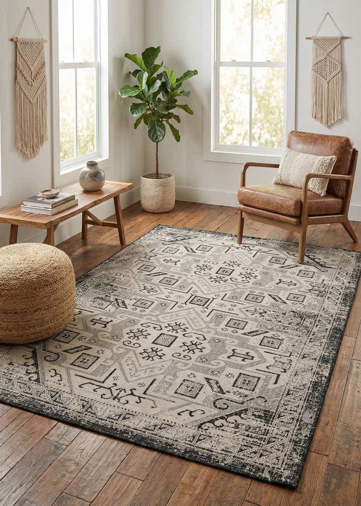 6' x 9' Easy-Clean Aztec Indoor / Outdoor Rug