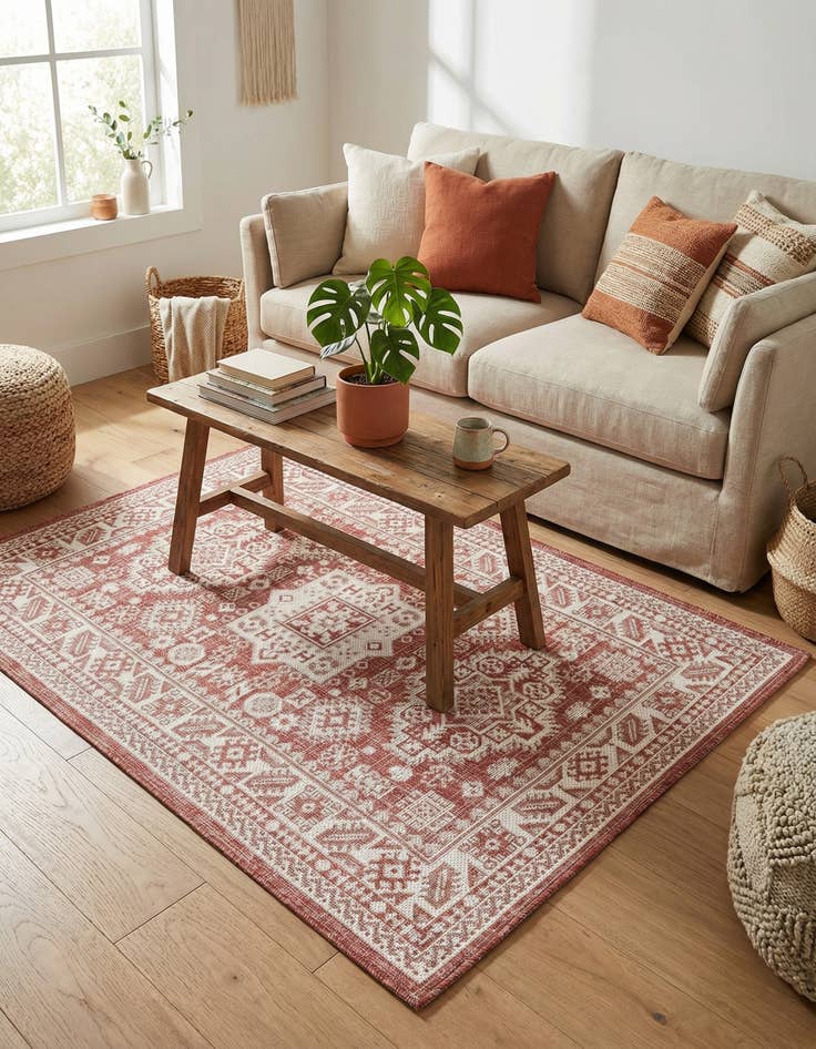 Detail image of 3' x 5' 3  Washable Aztec Indoor / Outdoor Rug