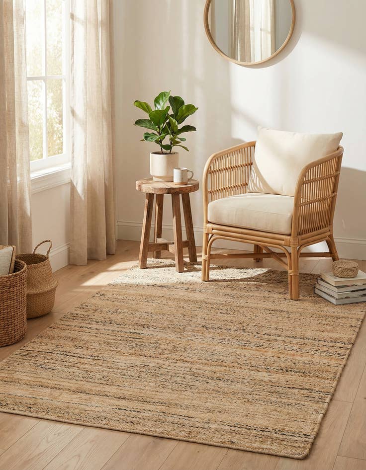 Detail image of 4' 1 x 6' 1  Hand Woven Palm Beach Jute Rug