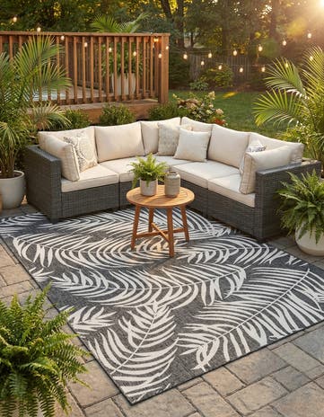 7' 10 x 11' Easy-Clean Botanical Indoor / Outdoor Rug