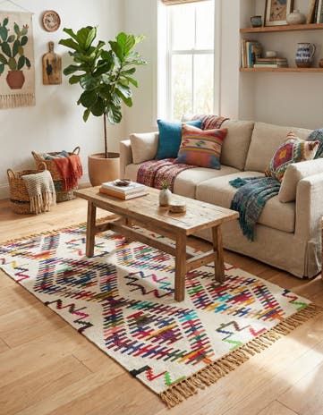 4' 1 x 6' 1 Hand Woven Chindi Trellis Rug