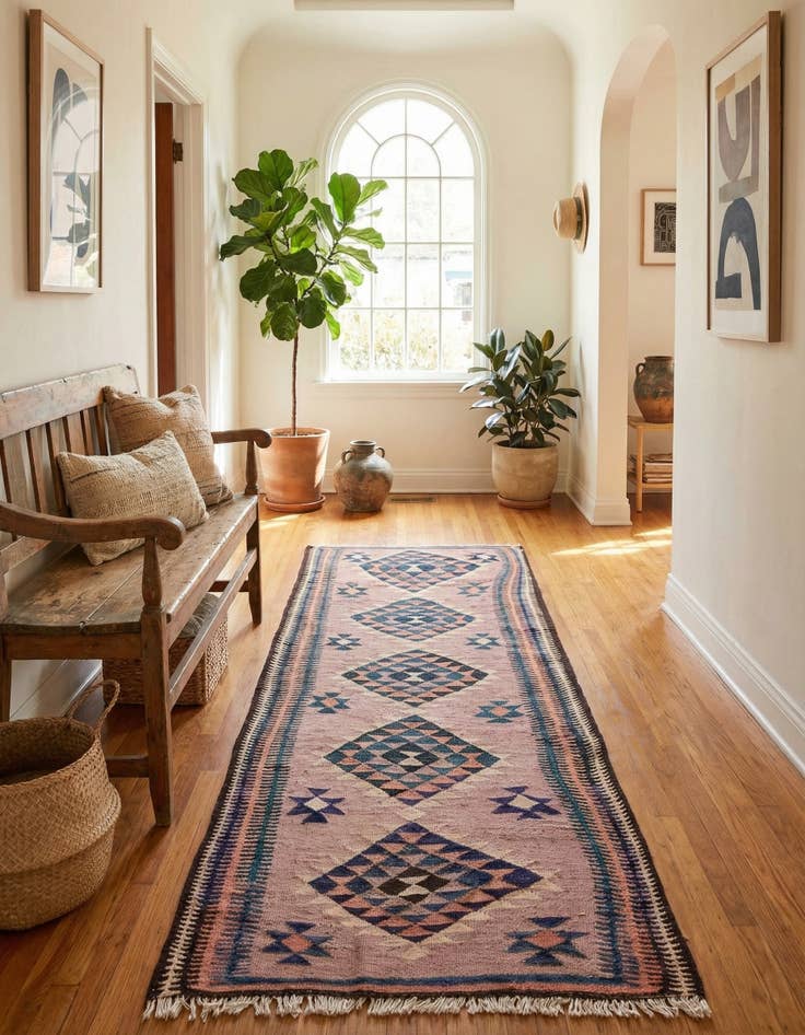 Detail image of 4' 7 x 9' 6  Hand Woven Kilim Fars Wool Runner Rug