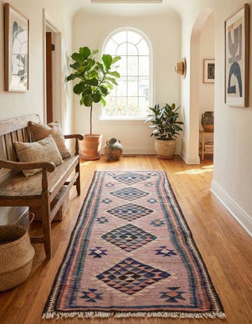 4' 7 x 9' 6 Hand Woven Kilim Fars Wool Runner Rug