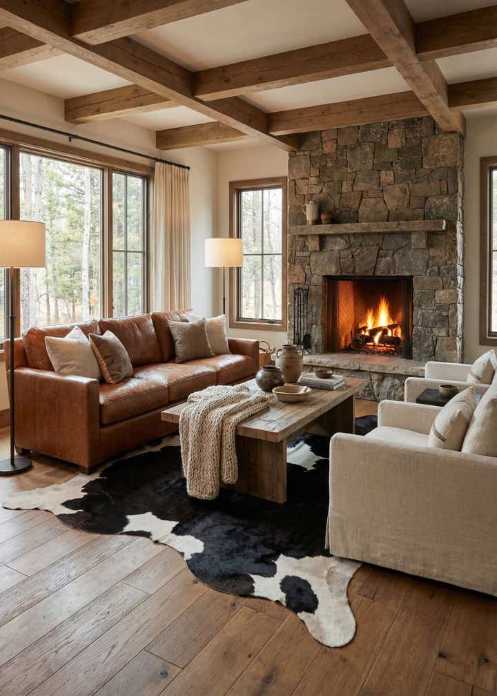 5' 4 x 6' 8 Cowhide Leather Rug