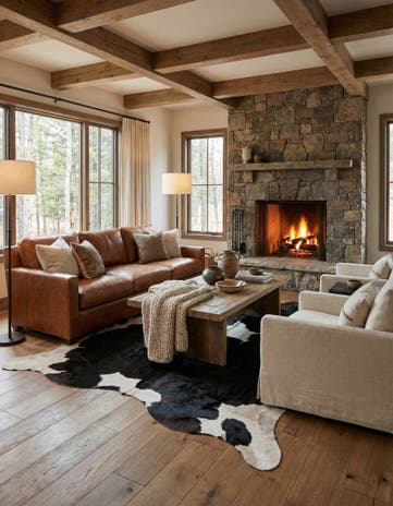 5' 4 x 6' 8 Cowhide Leather Rug