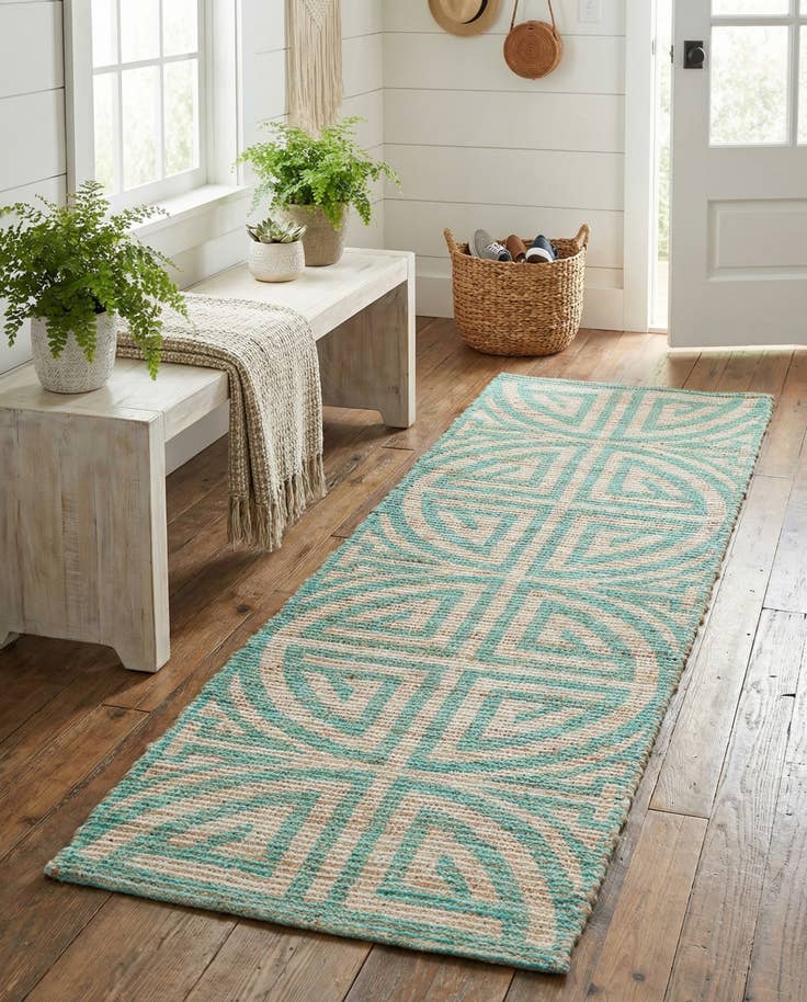 Detail image of 2' 2 x 6' 1 Hand Woven Chenille Jute Runner Rug