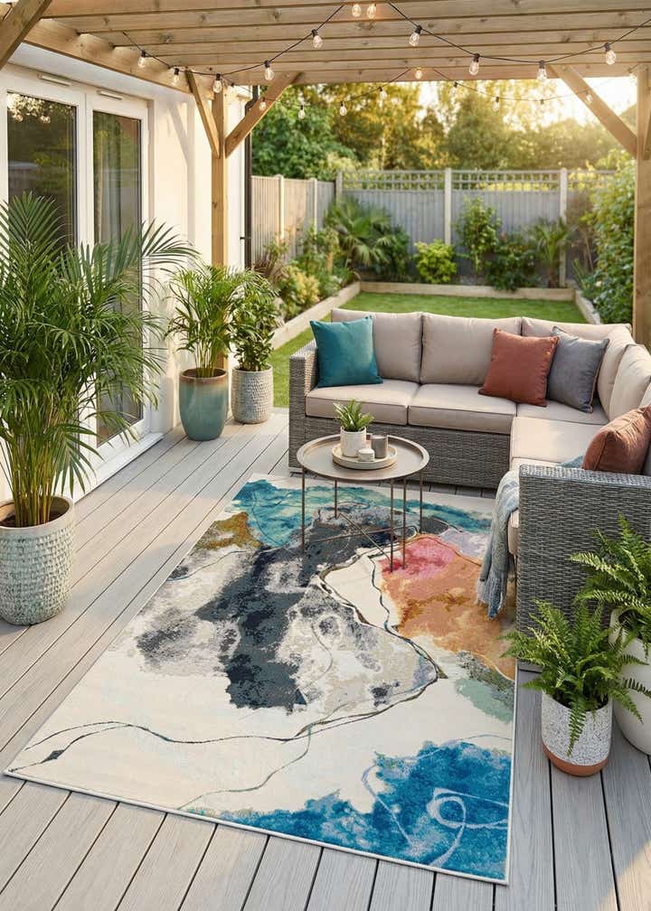 5' 3 x 8' Easy-Clean Modern Indoor / Outdoor Rug