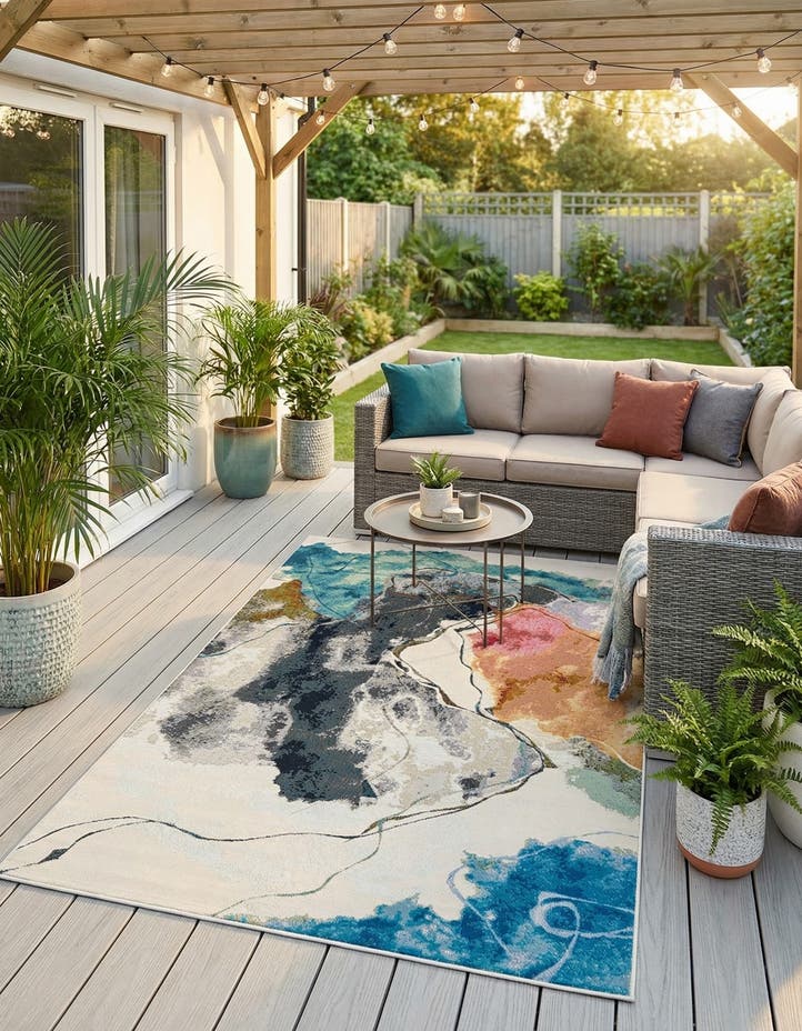 5' 3 x 8' Easy-Clean Modern Indoor / Outdoor...