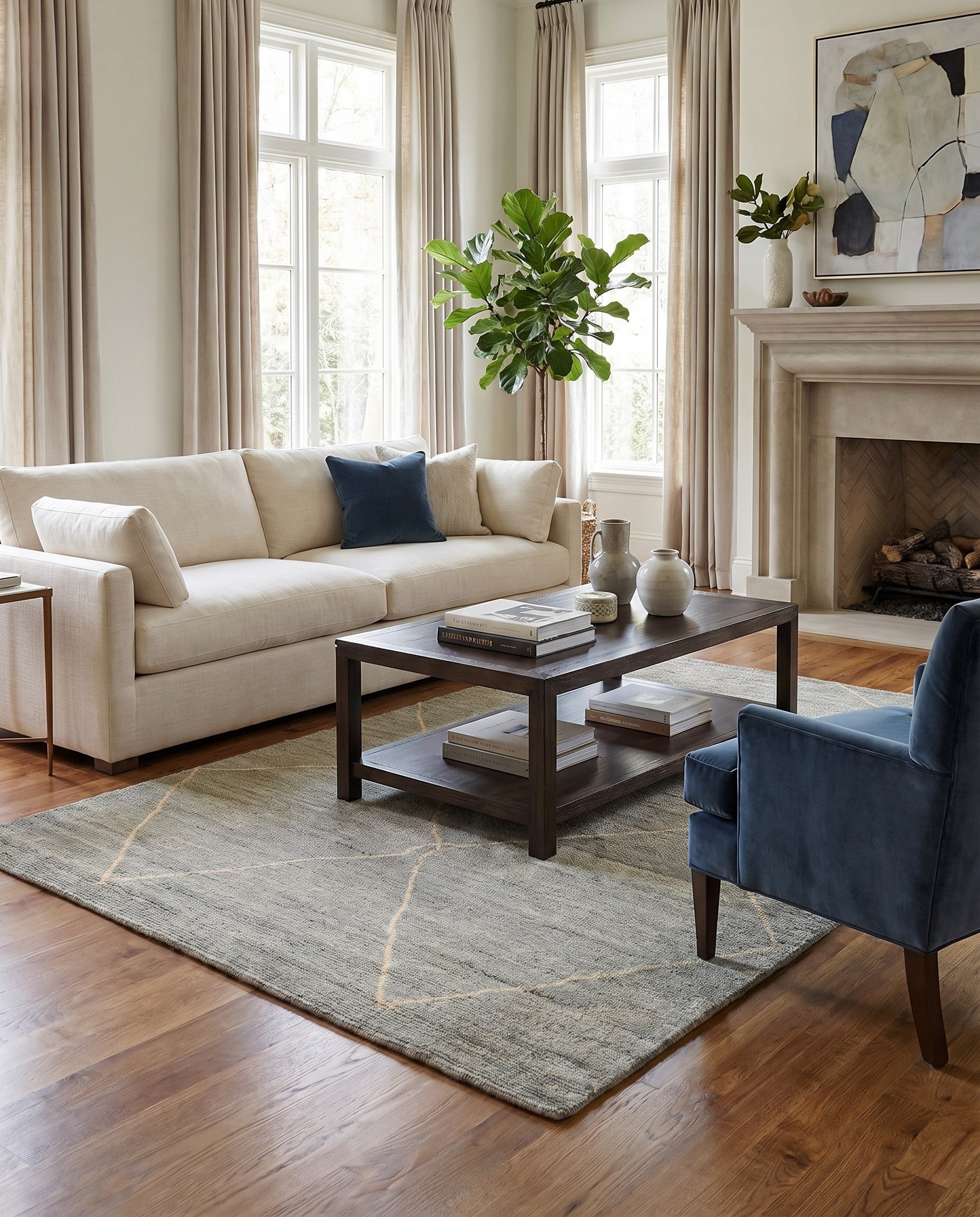 4' 7 x 6' 7 Hand Knotted Darya Wool Rug