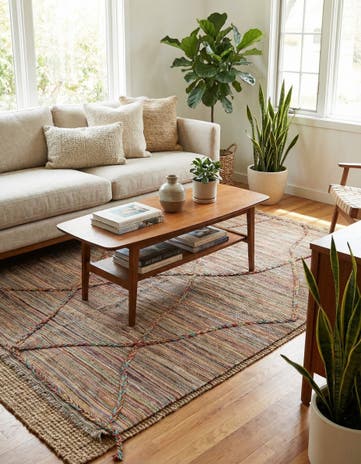 4' 4 x 6' 6 Hand Woven Kilim Modern Wool Rug