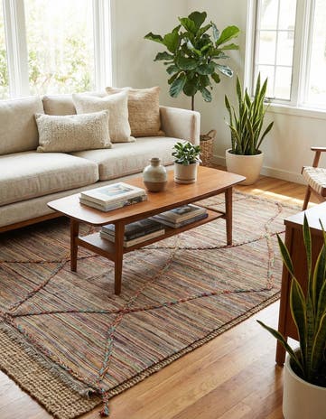 4' 4 x 6' 6 Hand Woven Kilim Modern Wool Rug