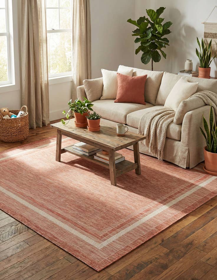 Detail image of 7' 10 x 7' 10  Washable Border Indoor / Outdoor Square Rug