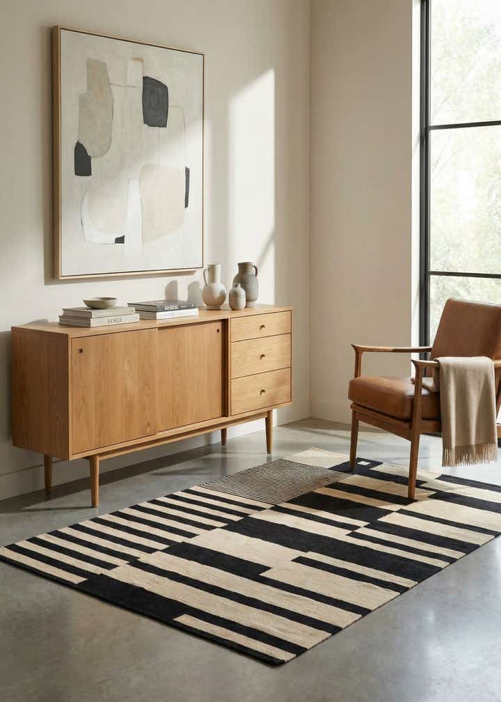5' 7 x 7' 9 Hand Woven Kilim Modern Wool Rug
