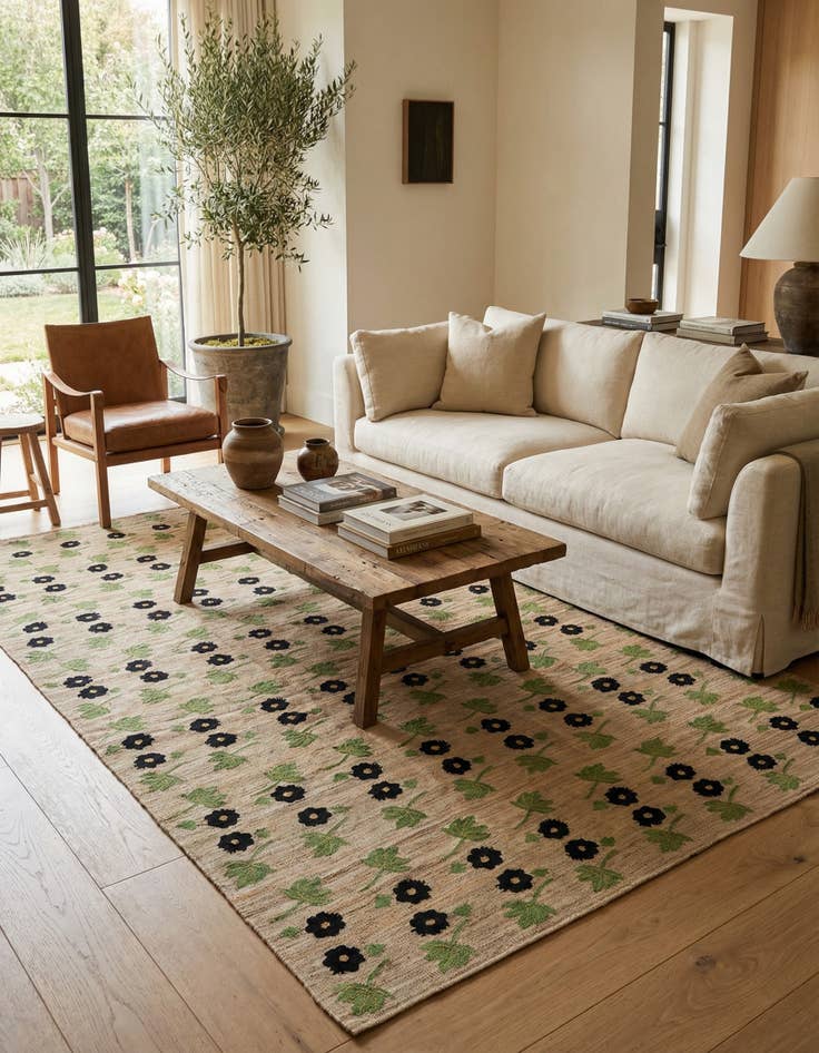 Detail image of 6' 3 x 9' 5  Hand Woven Kilim Modern Wool Rug