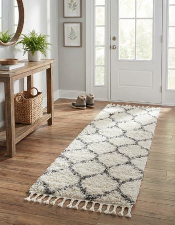 Ivory Athena Shag Runner Rug
