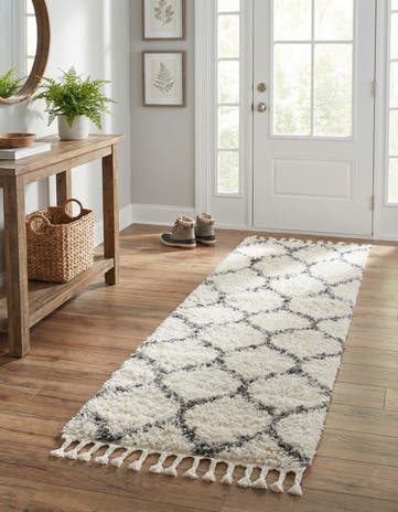 Ivory Athena Shag Runner Rug