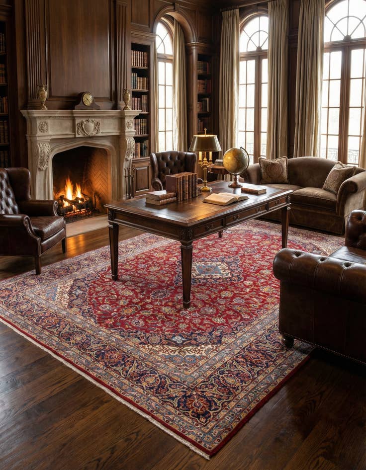 Detail image of 10' x 12' 10  Hand Knotted Kashan Persian Wool Rug