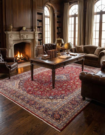 10' x 12' 10 Hand Knotted Kashan Persian Wool Rug