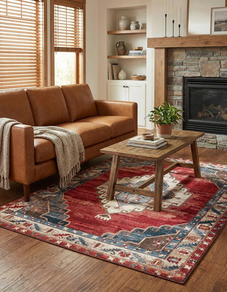 Detail image of 5' x 7'  Washable Traditional Indoor / Outdoor Rug