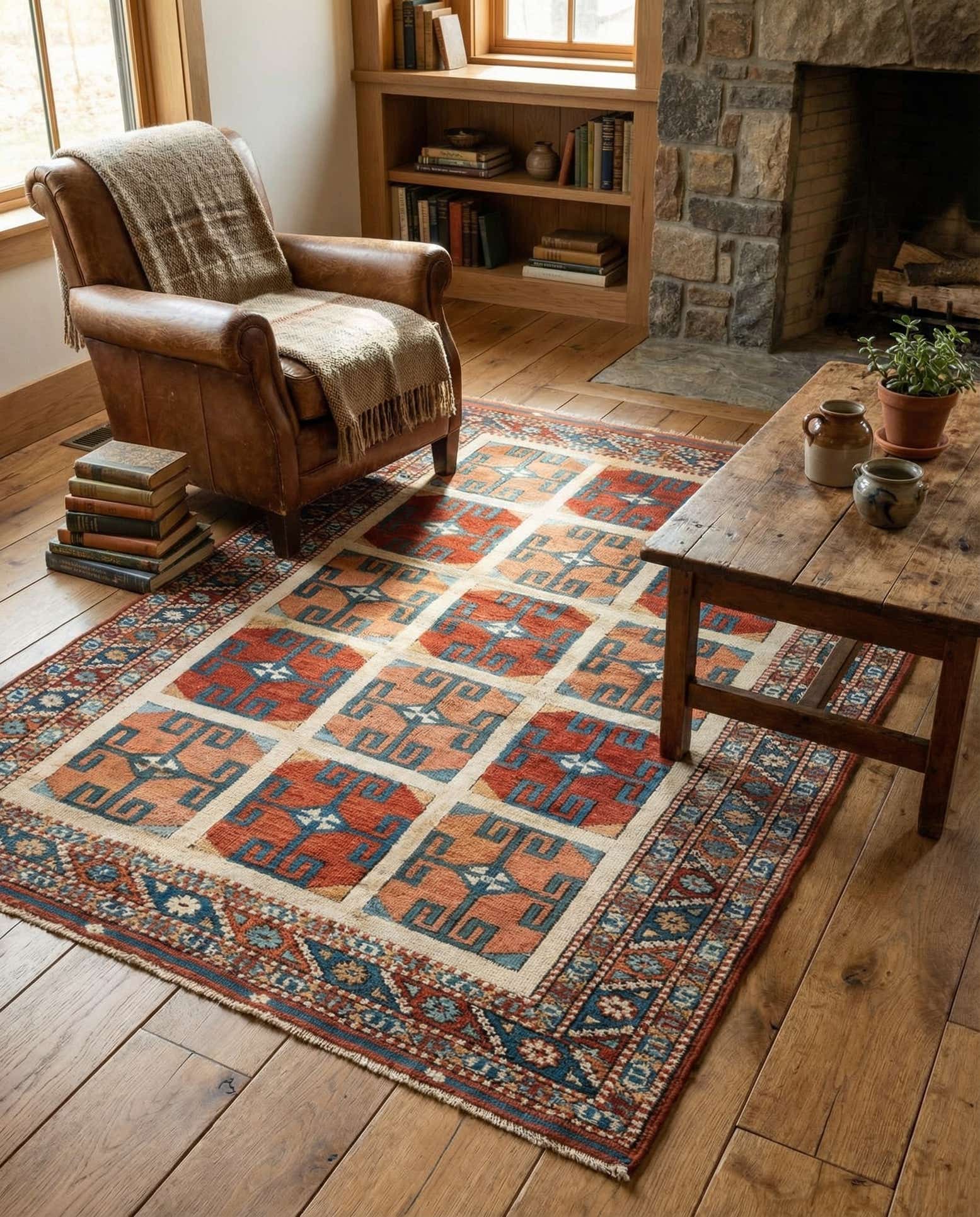 3' 8 x 5' 1 Hand Knotted Heriz Wool Rug