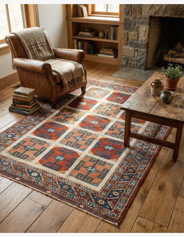 3' 8 x 5' 1 Hand Knotted Heriz Wool Rug