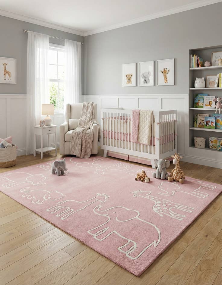 Detail image of 7' 10 x 10' Animals Whimsy Kids Rug