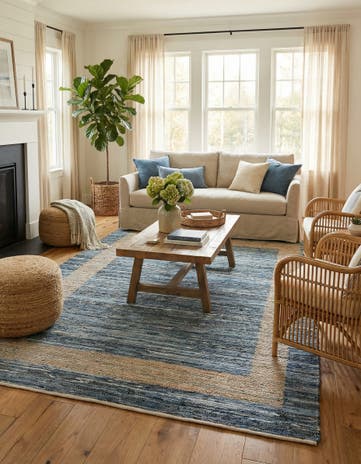 9' x 12' Hand Woven Chindi Jute Rug
