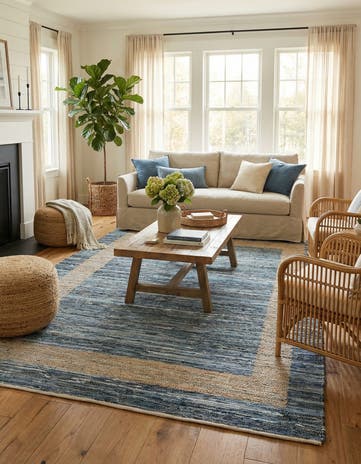9' x 12' Hand Woven Chindi Jute Rug
