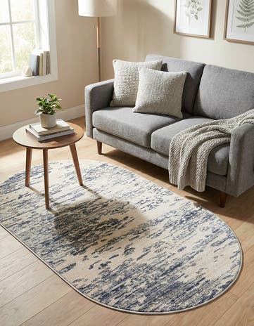 Gray Oasis Oval Rug
