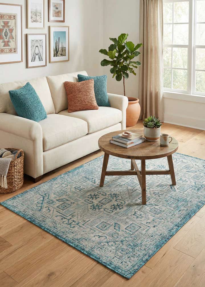 4' x 6' Easy-Clean Aztec Indoor / Outdoor Rug