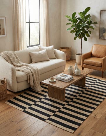 4' 3 x 5' 8 Hand Woven Kilim Modern Wool Rug