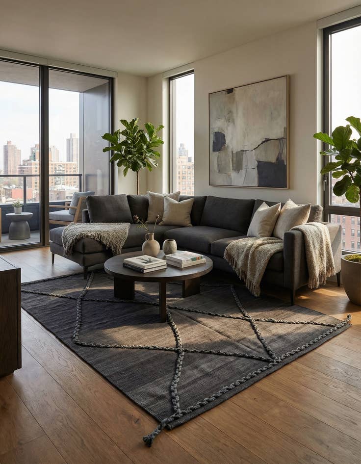 Detail image of 4' 2 x 5' 9  Hand Woven Kilim Modern Wool Rug