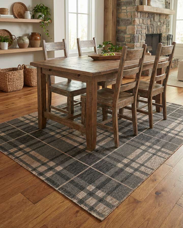 5' 3 x 8' Easy-Clean Checkered Indoor / Outdoor Rug