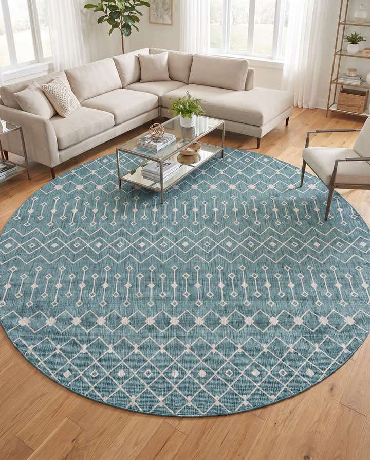 10' 8 x 10' 8 Easy-Clean Trellis Indoor / Outdoor Round Rug
