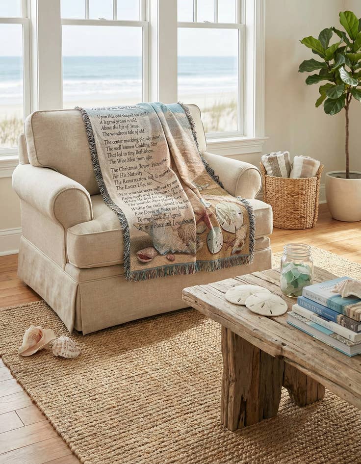 Detail image of 4' 6 x 6' Legend of the Sand Dollar Throw Blanket